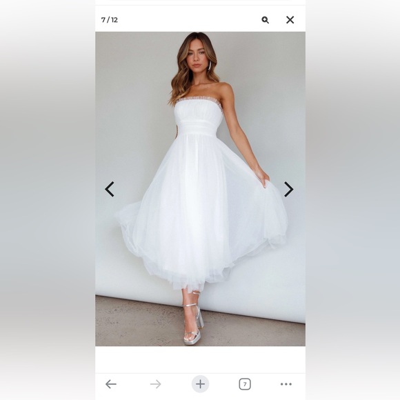 Selfie Leslie: White Tulle Handkerchief Strapless Empire Waist Dress - Picture 6 of 6